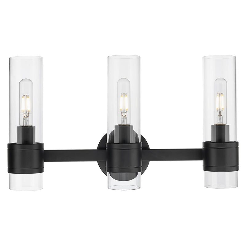 Innovations Arden 3Lt 21" Bath Vanity Light, Black/Clear - 467-3W-BK-G467-CL