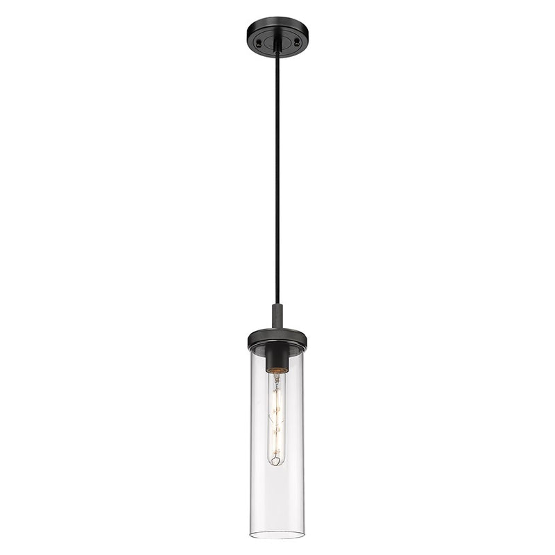 Innovations Lincoln 1Lt 4" Cord Pendant, Black/Clear - 471-1P-BK-G471-12CL