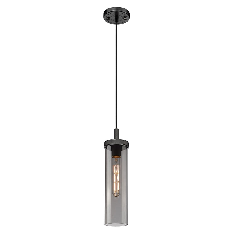 Innovations Lincoln 1Lt 4" Cord Pendant, Black/Smoke - 471-1P-BK-G471-12SM