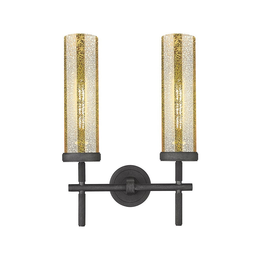 Innovations Lincoln 2Lt 12" Bath, Weathered Zinc/Mercury - 471-2W-WZ-G471-12ME