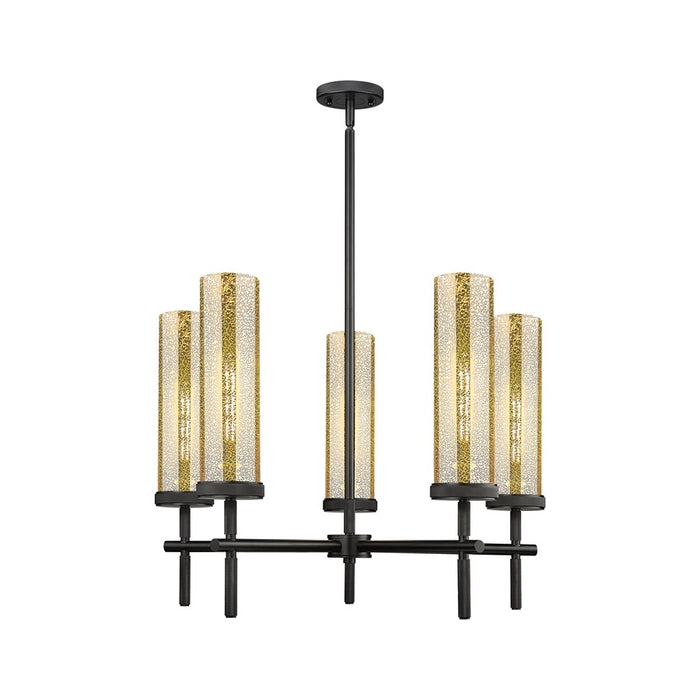 Innovations Lincoln 5Lt 12" Stem Chandelier, BK/MC - 471-5CR-BK-G471-12ME