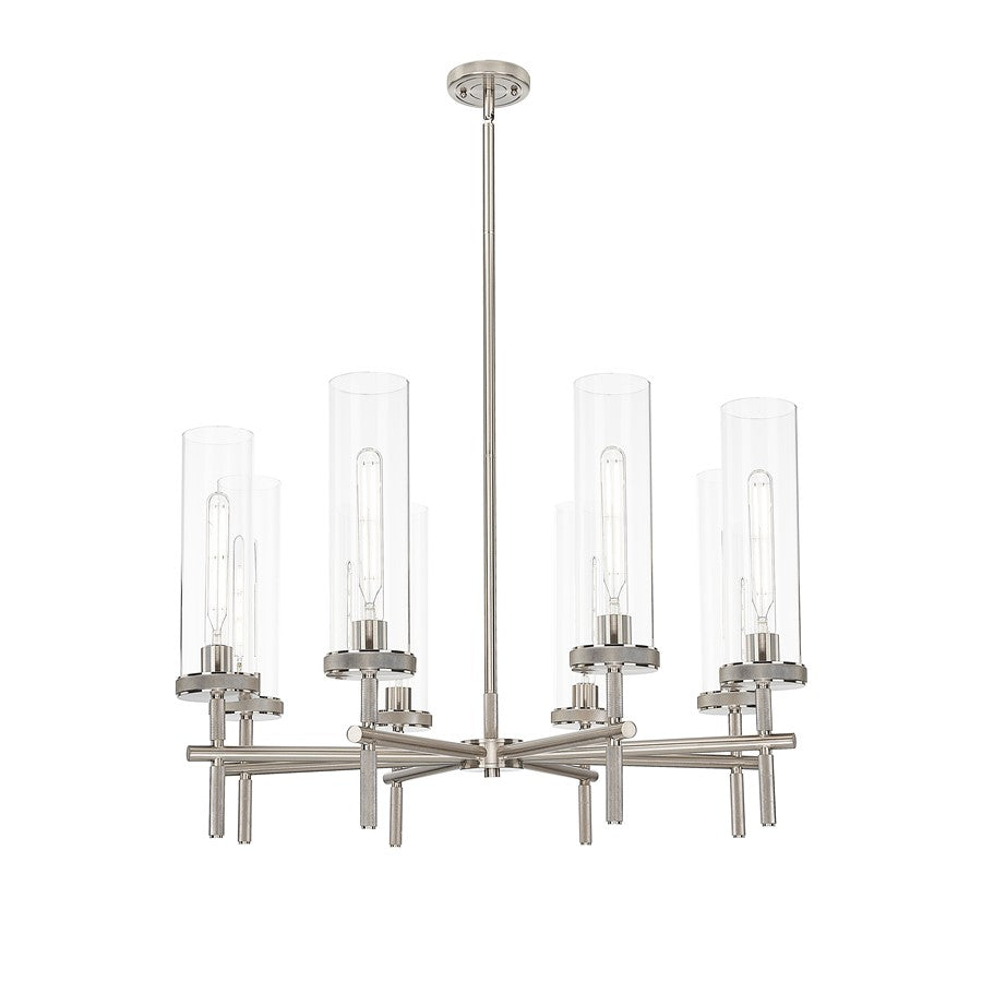 Innovations Lincoln 8Lt 32" Stem Chandlier SN/Clear - 471-8CR-SN-G471-12CL
