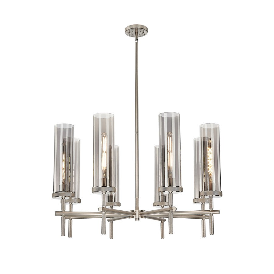 Innovations Lincoln 8Lt 32" Stem Chandlier SN/Smoke - 471-8CR-SN-G471-12SM