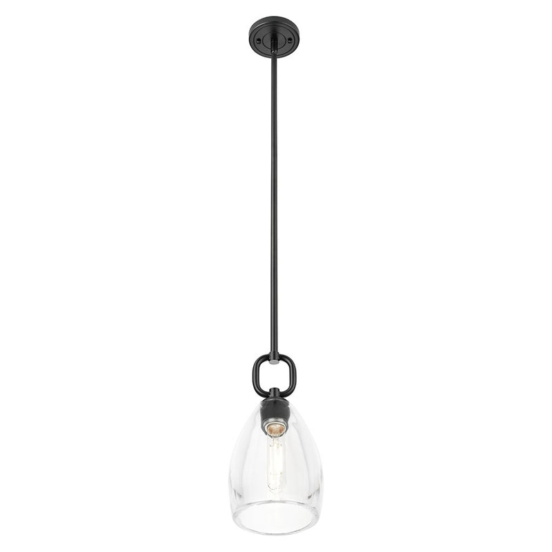 Innovations Hudson 6" Stem Mini Pendant/Flute Black/Clear