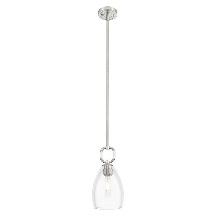 Innovations Hudson 6" Stem Mini Pendant/Flute SN/Clear - 485-1S-SN-G485-6CL