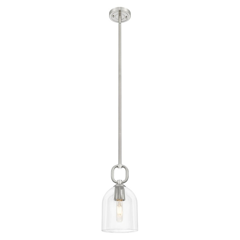 Innovations Hudson 6" Stem Mini Pendant/Bell SN/Clear Bell - 485-1S-SN-G487-6CL