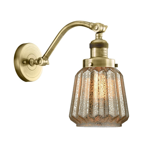 Innovations Chatham 7in 1-Light Wall Sconce | Art Deco Antique Brass and Mercury Glass | Bedroom & Hallway Accent | Model 515-1W-AB-G146-LED