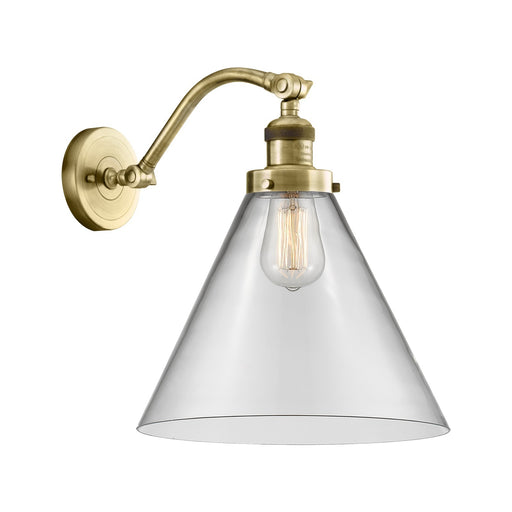 Innovations Lighting Cone 12in 1-Light Wall Sconce | Industrial Antique Brass and Clear Glass | Hallway & Bedroom Accent | Model 515-1W-AB-G42-L