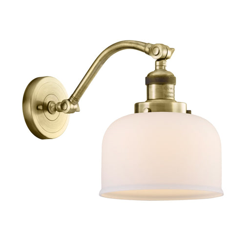 Innovations Bell 8in 1-Light Wall Sconce | Industrial Antique Brass and Matte White Glass | Kitchen & Hallway | 8 x 11.5 in | Model 515-1W-AB-G71