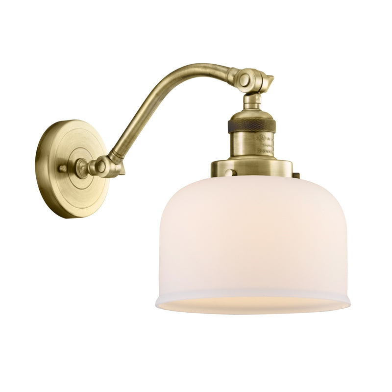 Innovations Bell 8in 1-Light Wall Sconce | Industrial Antique Brass and Matte White Glass | Kitchen & Hallway | 8 x 11.5 in | Model 515-1W-AB-G71-LED