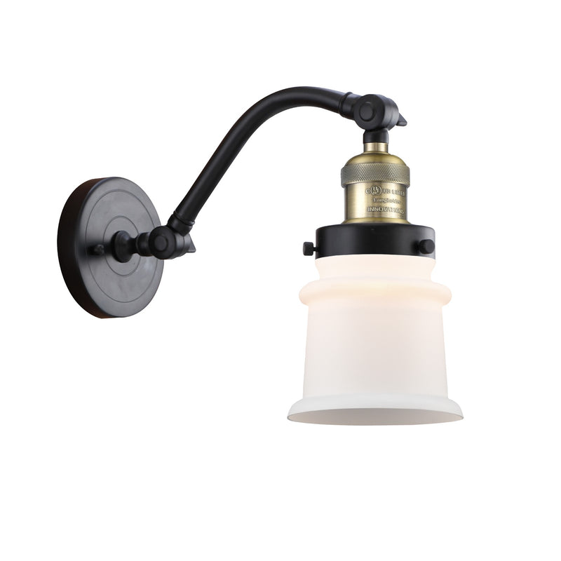 Innovations 515 1W 181S Small Canton 1-Lt Sconce, BK Brass/WH