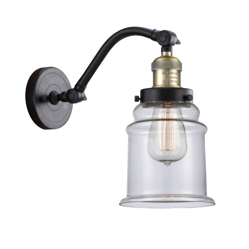 Innovations 1W 182 Canton 1 Light Sconce, Black Brass/Clear