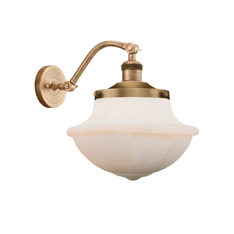 Innovations Oxford 12in 1-Light Wall Sconce | Industrial Brushed Brass and Matte White Glass | Hallway & Bathroom | Model 515-1W-BB-G541