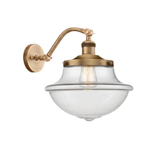 Innovations Oxford 12in 1-Light Wall Sconce | Industrial Brushed Brass and Clear Glass | Hallway & Bathroom | Model 515-1W-BB-G542