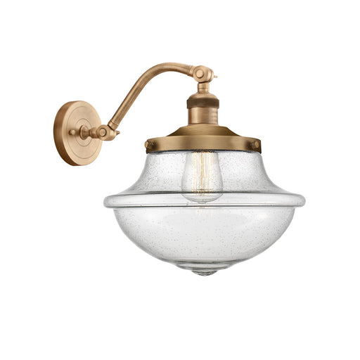 Innovations Oxford 12in 1-Light Wall Sconce | Industrial Brushed Brass and Seedy Glass | Hallway & Bathroom | Model 515-1W-BB-G544