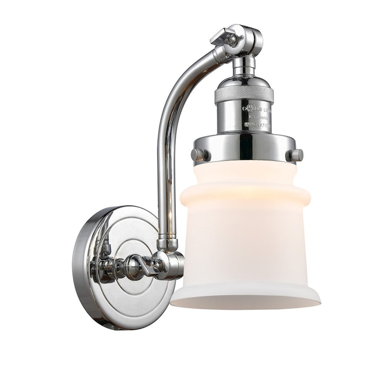 Innovations Small Canton-1W Sconce, Amber/Chrome/Frosted Bell