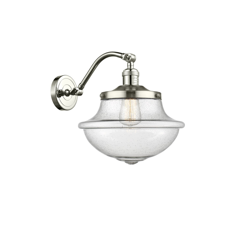 Innovations Oxford 11.75in 1-Light Wall Sconce | Industrial Polished Nickel and Seedy Glass | Hallway & Bathroom Accent | Model 515-1W-PN-G544