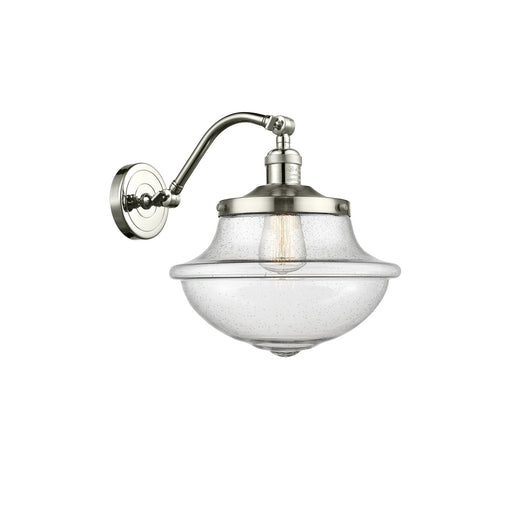 Innovations Oxford 11.75in 1-Light Wall Sconce | Industrial Polished Nickel and Seedy Glass | Hallway & Bathroom Accent | Model 515-1W-PN-G544