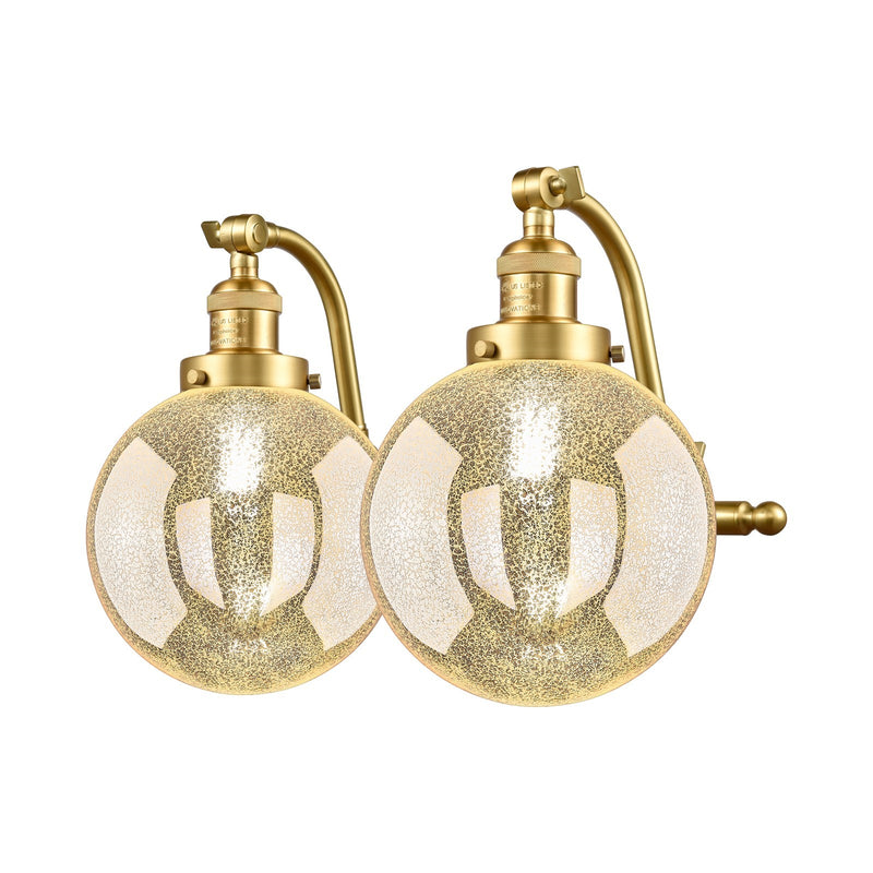 Innovations Beacon 18in 2-Light Bath Vanity | Industrial Satin Gold and Mercury Seeded Glass | Bathroom & Powder Room | Model 515-2W-SG-G208-8