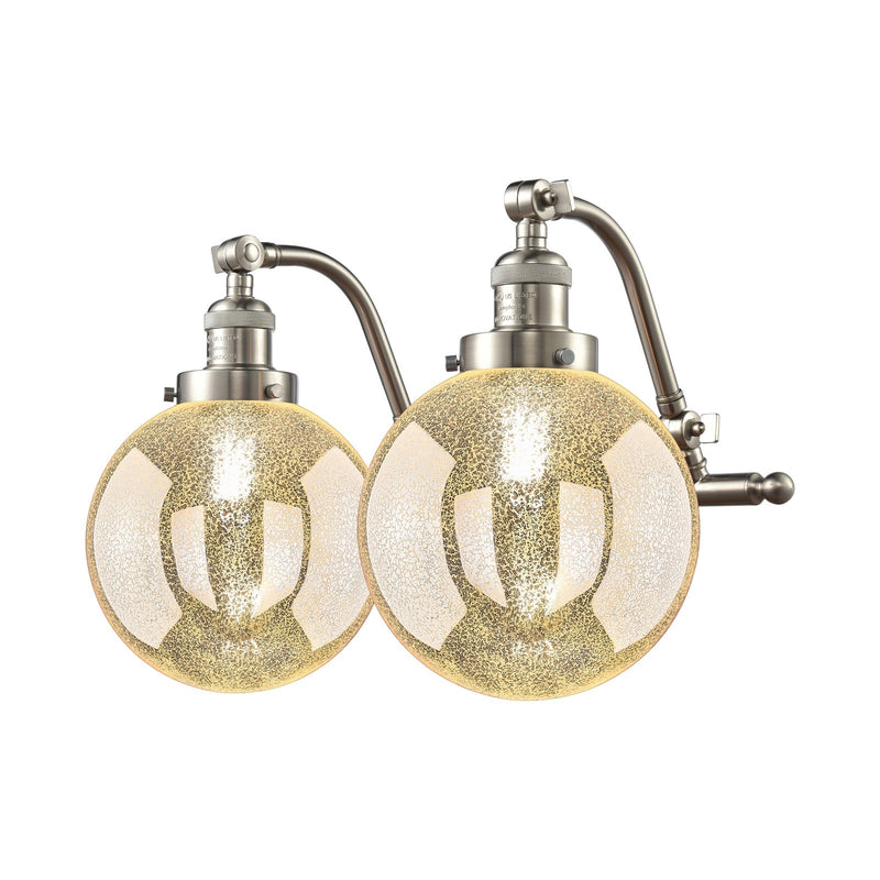 Innovations Beacon 18in 2-Light Bath Vanity | Industrial Brushed Satin Nickel and Mercury Seeded Glass | Bathroom & Powder | Model 515-2W-SN-G208-8