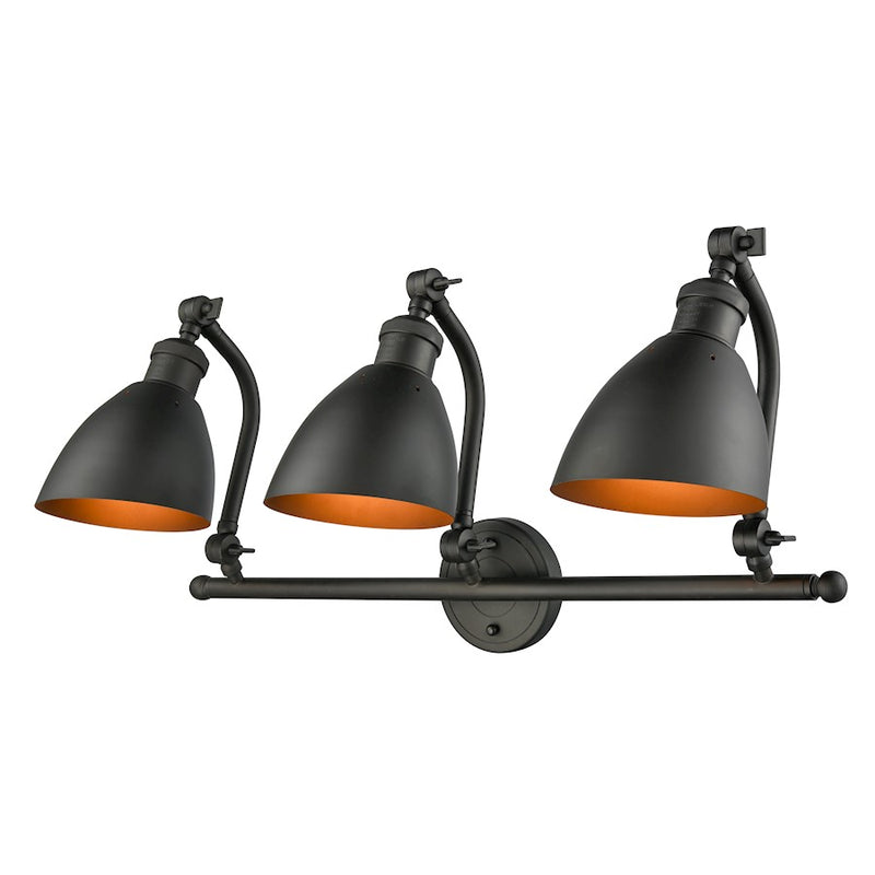 Innovations Lighting Salem 28in 3-Light Bathroom Vanity Light | Traditional Industrial Oil Rubbed Bronze Cast Brass and Metal | Model 515-3W-OB-M12-LED