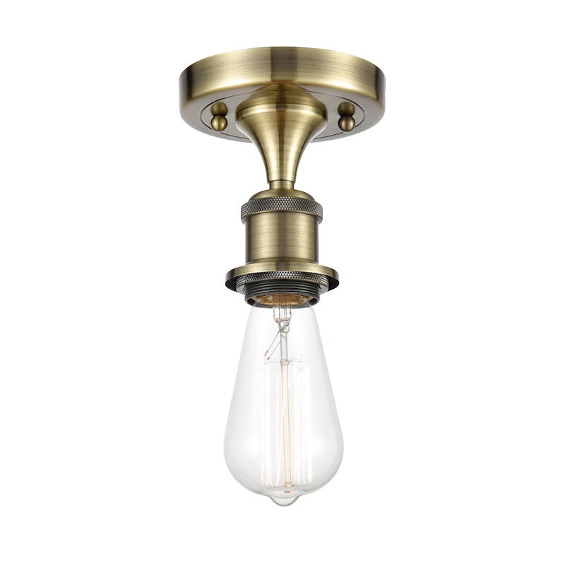 Innovations Ballston Bare Bulb 1 Light Semi-Flush Mount 1C, Brass