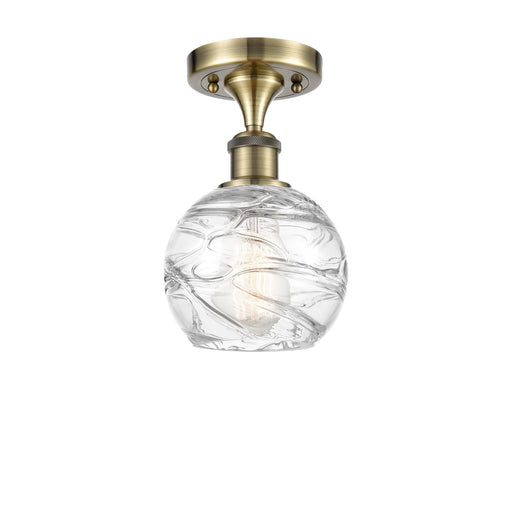 Innovations Athens Deco Swirl 6in 1-Light Semi-Flush | Industrial Antique Brass and Clear Glass | Kitchen & Hallway | Model 516-1C-AB-G1213-6CL