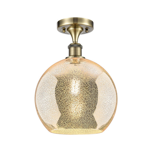 Innovations Athens 10in 1-Light Semi-Flush | Industrial Antique Brass and Mercury Glass | Kitchen & Hallway | Model 516-1C-AB-G128-10
