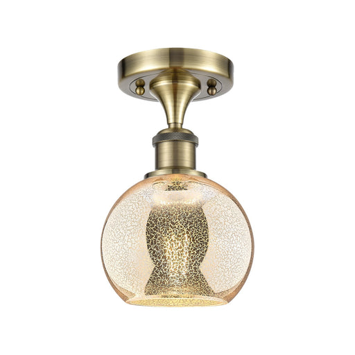 Innovations Athens 6in 1-Light Semi-Flush | Industrial Antique Brass and Mercury Glass | Kitchen & Hallway | Model 516-1C-AB-G128-6