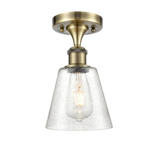 Innovations Caton 6in 1-Light Semi-Flush | Industrial Antique Brass and Frosted Glass | Hallway & Bedroom | 6 x 6 x 9.75 in | Model 516-1C-AB-G454