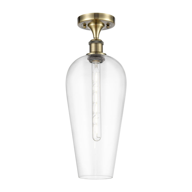 Innovations Chelsea 8in 1-Light Semi-Flush | Industrial Antique Brass and Clear Glass | Hallway & Bedroom | Model 516-1C-AB-G456-8CL