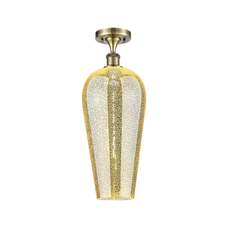 Innovations Chelsea 8in 1-Light Semi-Flush | Industrial Antique Brass and Mercury Glass | Hallway & Bedroom | Model 516-1C-AB-G456-8ME