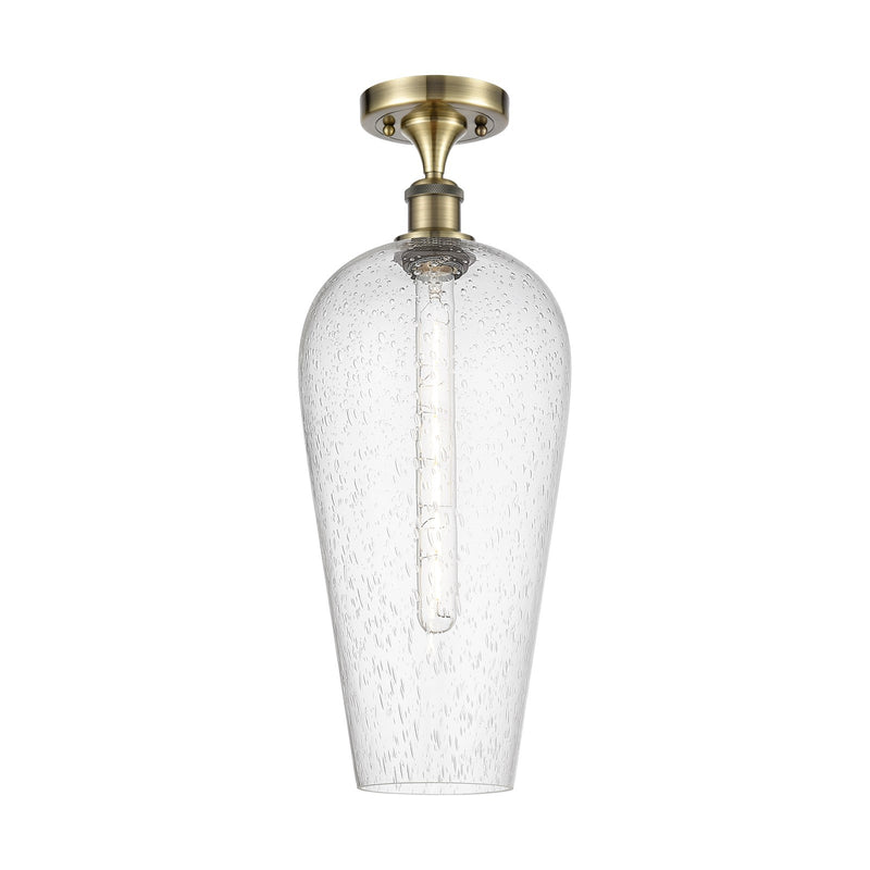 Innovations Chelsea 8in 1-Light Semi-Flush | Industrial Antique Brass and Seedy Glass | Hallway & Entryway | Model 516-1C-AB-G456-8SDY