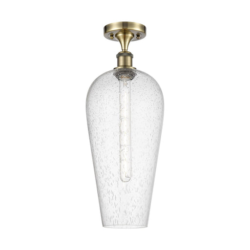 Innovations Chelsea 8in 1-Light Semi-Flush | Industrial Antique Brass and Seedy Glass | Hallway & Entryway | Model 516-1C-AB-G456-8SDY