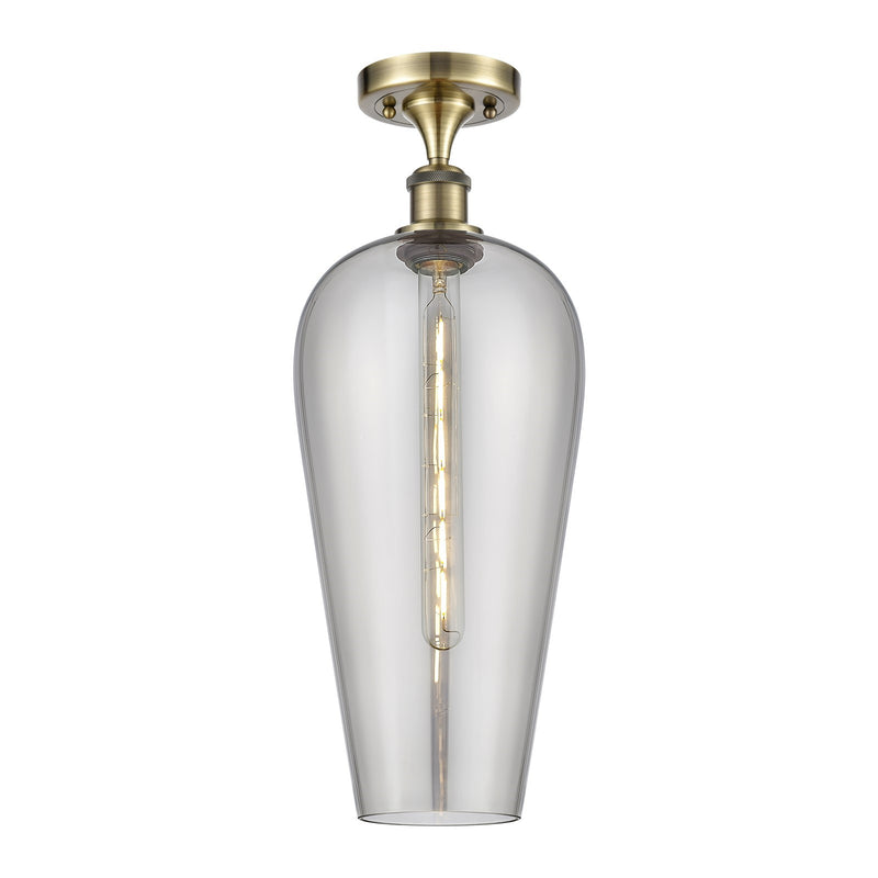 Innovations Chelsea 8in 1-Light Semi-Flush | Industrial Antique Brass and Light Smoke Glass | Hallway & Entryway | Model 516-1C-AB-G456-8SM
