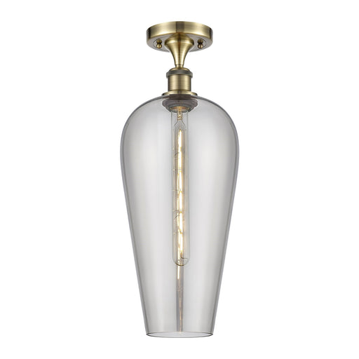 Innovations Chelsea 8in 1-Light Semi-Flush | Industrial Antique Brass and Light Smoke Glass | Hallway & Entryway | Model 516-1C-AB-G456-8SM