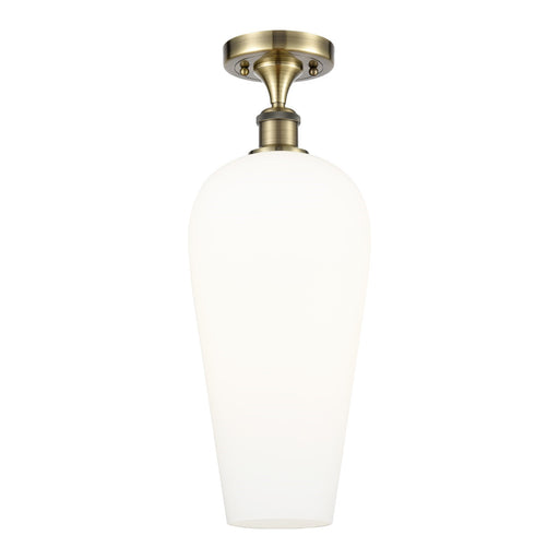 Innovations Chelsea 8in 1-Light Semi-Flush | Industrial Antique Brass and White Glass | Hallway & Entryway | Model 516-1C-AB-G456-8WH
