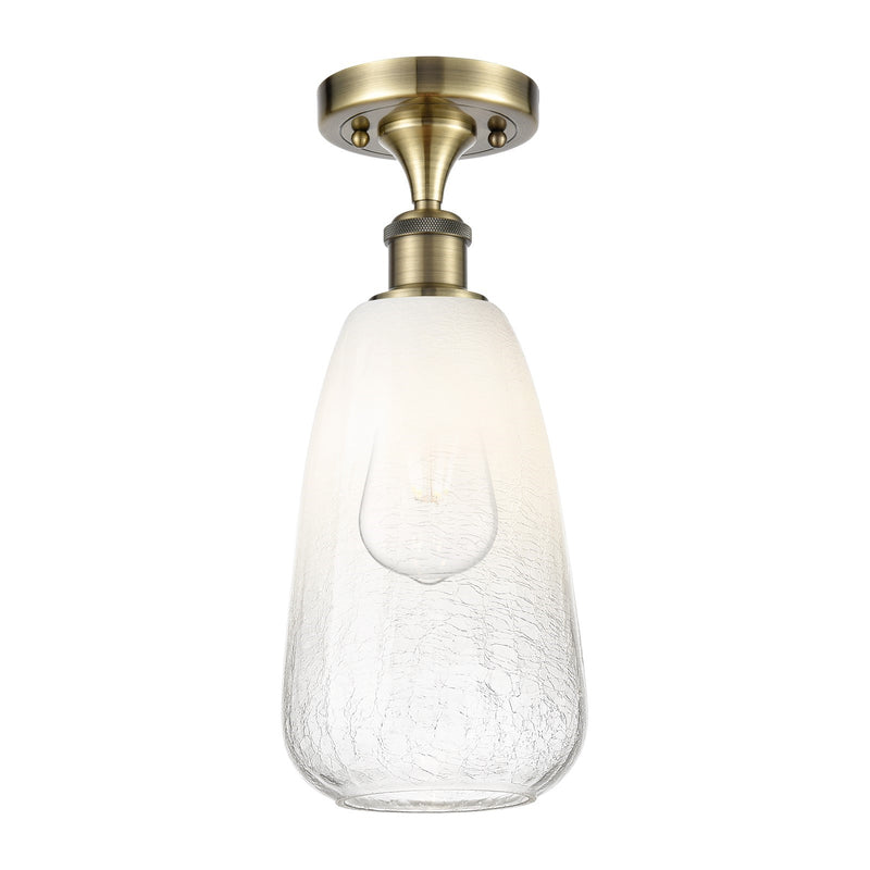 Innovations Brookhaven Almond 6in 1-Light Semi-Flush | Industrial Antique Brass and Opal Glass | Hallway & Entryway | Model 516-1C-AB-G480-6OP