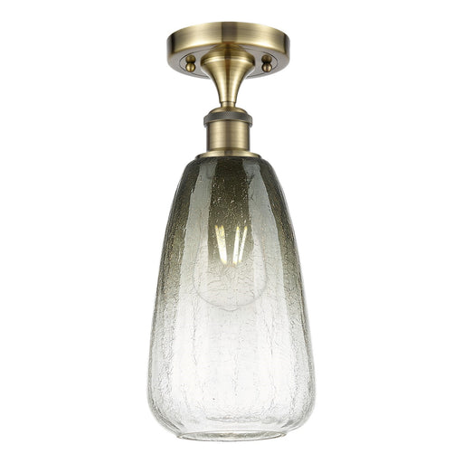 Innovations Brookhaven Almond 6in 1-Light Semi-Flush | Industrial Antique Brass and Slate Glass | Entryway & Hallway | Model 516-1C-AB-G480-6SL