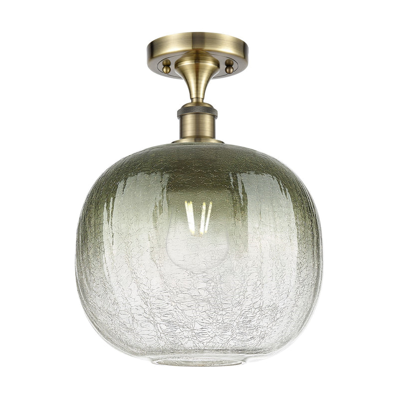 Innovations Brookhaven Sphere 10.5in 1-Light Semi-Flush | Industrial Antique Brass and Slate Glass | Kitchen & Hallway | Model 516-1C-AB-G481-10SL
