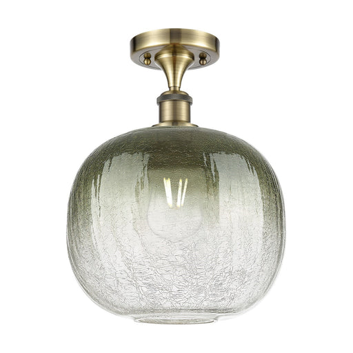 Innovations Brookhaven Sphere 10.5in 1-Light Semi-Flush | Industrial Antique Brass and Slate Glass | Kitchen & Hallway | Model 516-1C-AB-G481-10SL