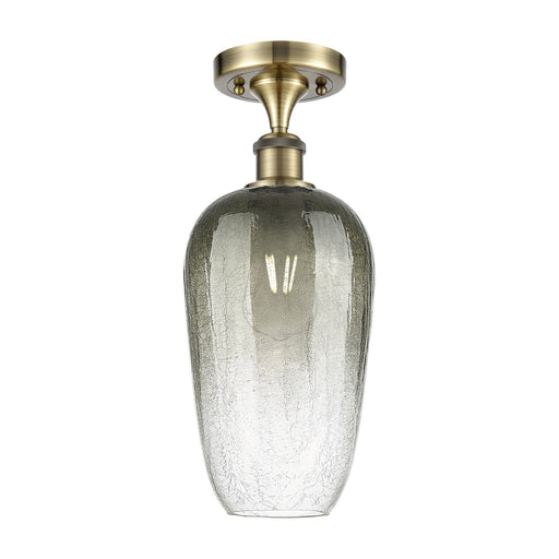 Innovations Brookhaven Flute 7in 1-Light Semi-Flush | Industrial Antique Brass and Slate Glass | Hallway & Entryway | Model 516-1C-AB-G484-7SL