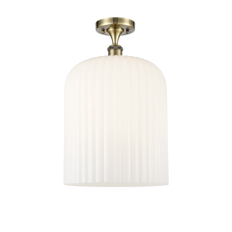 Innovations Bridal Veil 5in 1-Light Semi-Flush | Art Nouveau Antique Brass and Gloss White Glass | Kitchen & Bathroom | Model 516-1C-AB-G559-12GWH