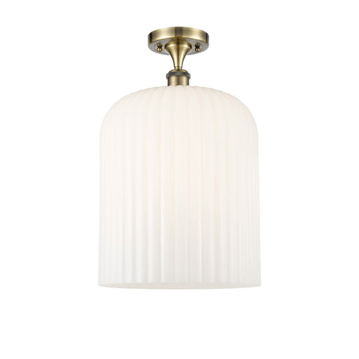 Innovations Bridal Veil 5in 1-Light Semi-Flush | Art Nouveau Antique Brass and Gloss White Glass | Kitchen & Bathroom | Model 516-1C-AB-G559-12GWH