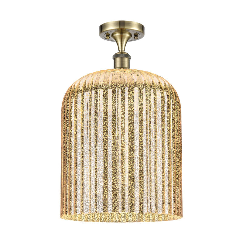 Innovations Bridal Veil 5in 1-Light Semi-Flush Mount | Art Nouveau Antique Brass and Mercury Glass | Hallway & Entryway | Model 516-1C-AB-G559-12ME