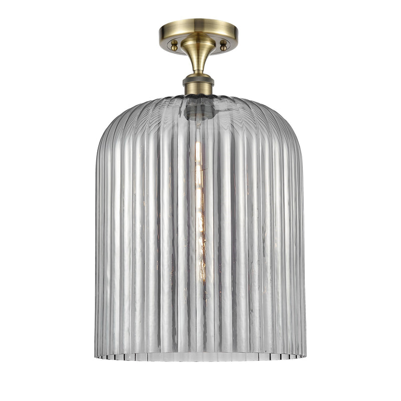 Innovations Bridal Veil 5in 1-Light Semi-Flush Mount | Art Nouveau Antique Brass and Light Smoke Glass | Hallway | Model 516-1C-AB-G559-12SM