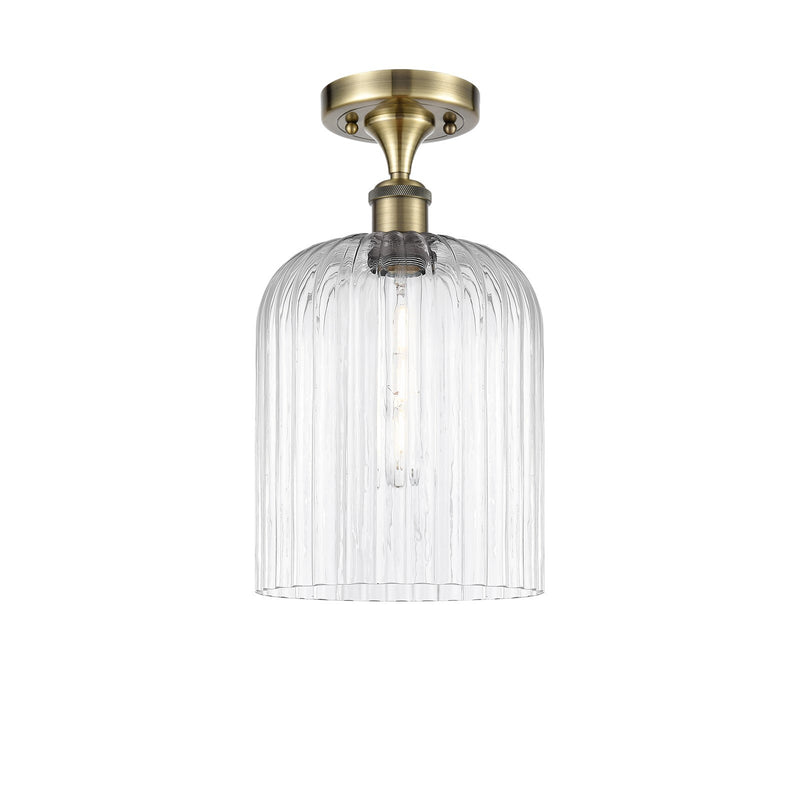 Innovations Bridal Veil 5in 1-Light Semi-Flush | Art Nouveau Antique Brass and Clear Glass | Hallway & Bathroom | Model 516-1C-AB-G559-8CL