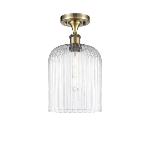 Innovations Bridal Veil 5in 1-Light Semi-Flush | Art Nouveau Antique Brass and Clear Glass | Hallway & Bathroom | Model 516-1C-AB-G559-8CL