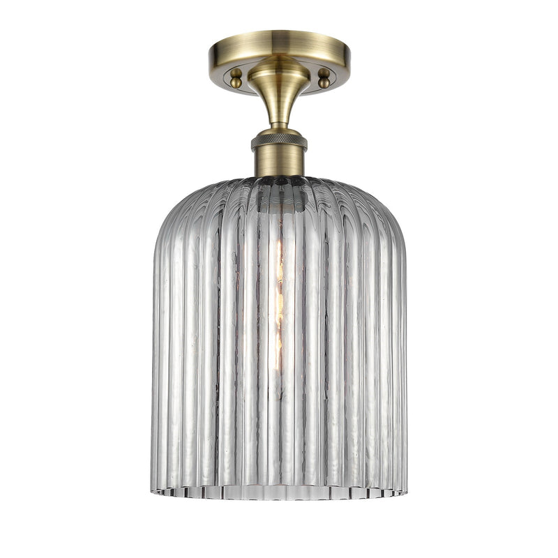 Innovations Bridal Veil 5in 1-Light Semi-Flush | Art Nouveau Antique Brass and Light Smoke Glass | Hallway & Entryway | Model 516-1C-AB-G559-8SM