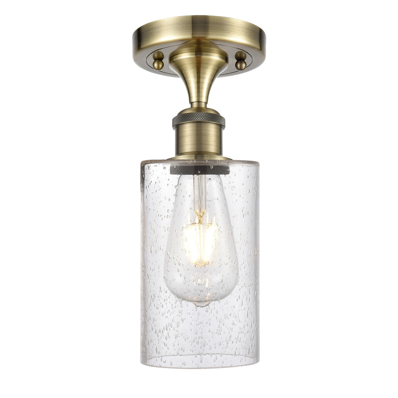 Innovations Clymer 4in 1-Light Semi-Flush | Transitional Antique Brass and Seedy Glass | Hallway & Entryway | Model 516-1C-AB-G804